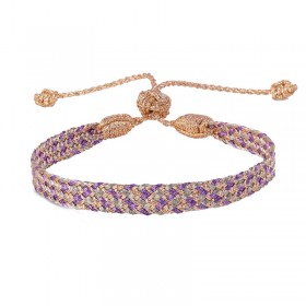 Bracelet fin ajustable ANIA Peach Purple - Fils d'or tressés MAAYAZ