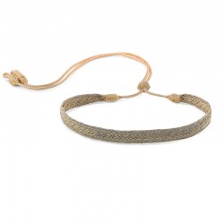 Collier CHOKER Izy Gold Khaki - fils d'or tressés argent & vert kaki MAAYAZ