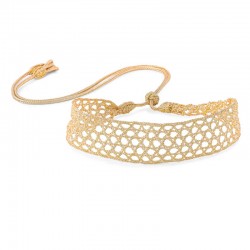 Collier CHOKER ajustable LAMAA Gold - fils d'or tressés dorés MAAYAZ