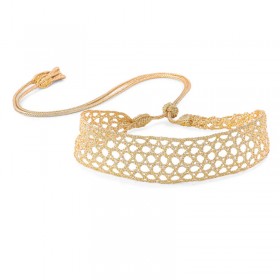 Collier CHOKER ajustable LAMAA Gold - fils d'or tressés dorés MAAYAZ