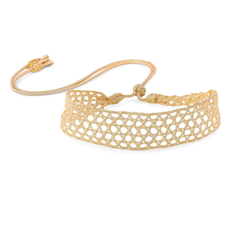 Collier CHOKER ajustable LAMAA Gold - fils d'or tressés dorés MAAYAZ