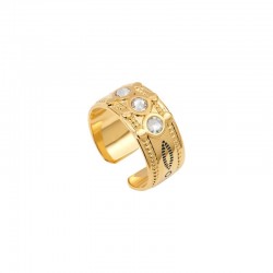 Bague large ajustable ARIZONA DREAM dorée - Cristaux blancs - SATELLITE