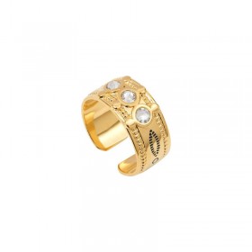 Bague large ajustable ARIZONA DREAM dorée - Cristaux blancs - SATELLITE