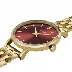 Montre Boho Chic Petite Steel Dark Cherry, couleur or, cadran rond cerise