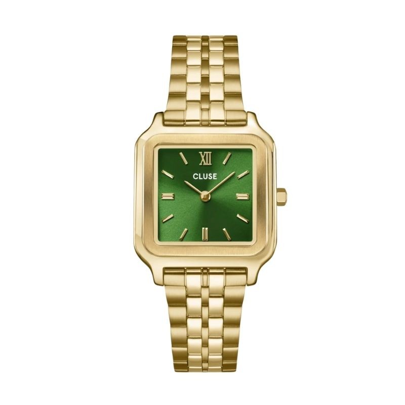 Montre Gracieuse Steel Forest Green, Gold Color, cadran carré vert sapin - CLUSE