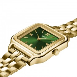 Montre Gracieuse Steel Forest Green, Gold Color, cadran carré vert sapin