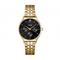 Montre Minuit Multifunction Steel Black, Gold color, cadran rond noir - CLUSE