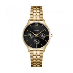 Montre Minuit Multifunction Steel Black, Gold color, cadran rond noir - CLUSE