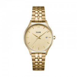 Montre Minuit Date Steel Full Gold color, cadran rond doré - CLUSE