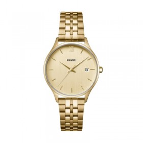 Montre Minuit Date Steel Full Gold color, cadran rond doré - CLUSE