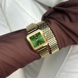 Montre double rangs Gracieuse Petite Double Steel Forest Green, Gold