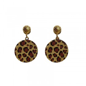 Boucles d'oreilles puces LEOPARD dorées - Rond léopard - JORGINA