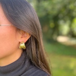 Boucles d'oreilles créoles - Anneaux entrelacés dorés