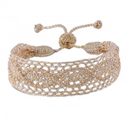 Bracelet manchette ajustable Mawja Gold & Silver - Fils d'or tressés