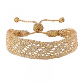 Bracelet manchette ajustable DAQIQ Gold - Fils d'or tressés MAAYAS