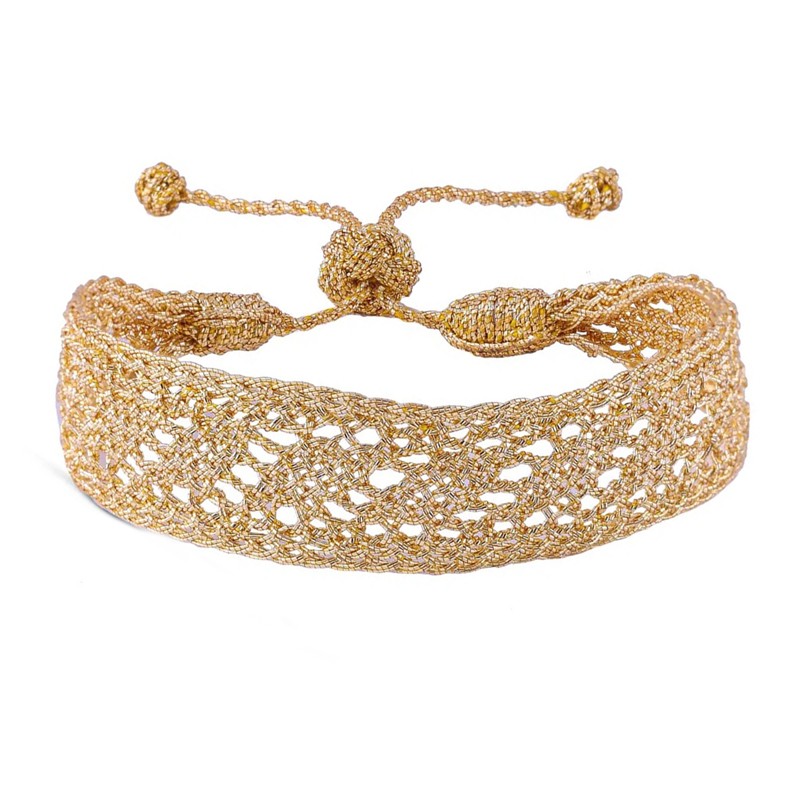 Bracelet manchette ajustable DAQIQ Gold - Fils d'or tressés MAAYAS