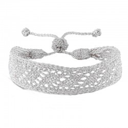 Bracelet fin ajustable DAQIQ Silver - Fils d'or tressés