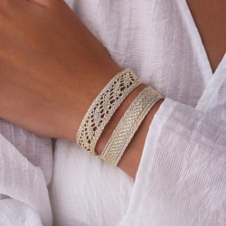 Bracelet manchette DAQIQ Gold & Silver - fils d'or tressés argent doré