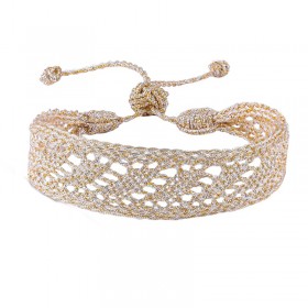 Bracelet manchette DAQIQ Gold & Silver - fils d'or tressés argent doré MAYAAZ