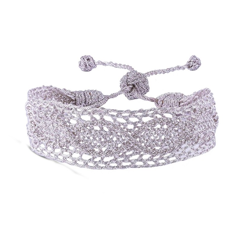 Bracelet manchette MAWJA Silver - fils d'or tressés argent MAYAAZ