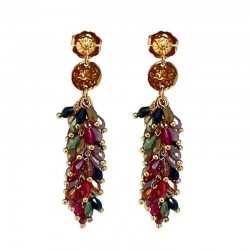 Boucles d'oreilles dorées - Cristaux de bohème multicolores en cascade JORGINA