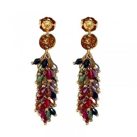 Boucles d'oreilles dorées - Cristaux de bohème multicolores en cascade JORGINA