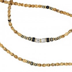 Collier & Bracelet PYTHON CARAMEL 6 tours - Pyrites, Hématites dorées