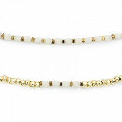 Collier & Bracelet CAROLINE GOLD VANILLE 6 tours - Perles de cristal, Hématites dorées