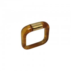 Bague carrée TORTOISE SHELL résine AMBRE- Décor doré - Lucas jack