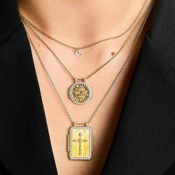 Collier chaîne fine OLGA BOHEME Or - Pendentif Croix & Cristaux blancs