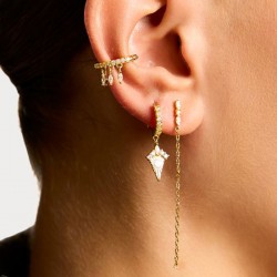 Boucles d'oreilles DANCING TRILOGY Or - Cristaux blancs & Chaîne fine