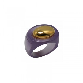 Bague large INKY VIOLET résine VIOLETTE - Cabochon ovale doré - Lucas Jack