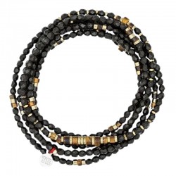 Collier & Bracelet LEOPARD BRUN MAT 6 tours - Hématites dorées, Oeil de Tigre Têtes Blondes