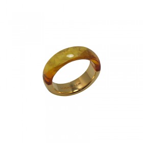 Bague TORTOISE SHELL doré - Decor résine AMBRE - Lucas Jack