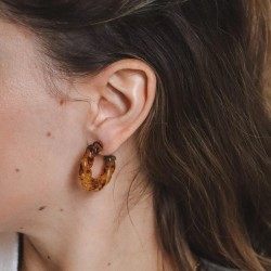 Boucles d'oreilles créoles ROMA Ecaille de Tortue - Acétate torsadée