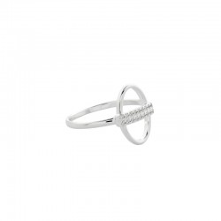 Bague fine JUSTINA en argent - Décor ovale et barrette zircons TAILLE 56