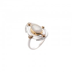 Bague pierre de lune ovale et petites perles blanches - argent CANYON