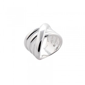 Bague large multi anneaux lisses croisés - argent CANYON