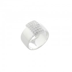 Bague tube pavé zircons - argent CANYON