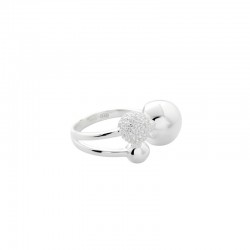 Bague ouverte 3 boules lisses et zircons - argent TAILLE 58