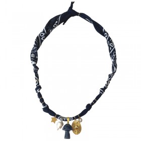 Collier bandana Champi Pierre Magic Dream Bleu marine - Charms dorés BADHNATI