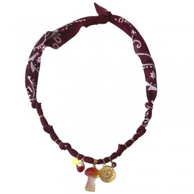 Collier bandana Champi Verre Magic Dream Bordeaux - Charms dorés BADHNATI