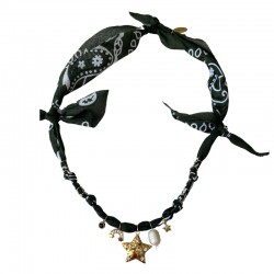 Collier bandana Etoile Magic Dream Kaki - Charms dorés & perle nacré- Badhnati