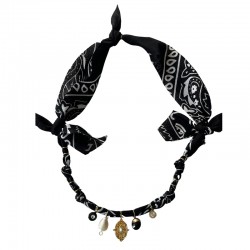 Collier bandana Médaille Indienne Indi Noir - Charms dorés - Badhnati