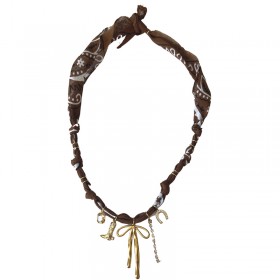 Collier bandana Noeud Cow-Boy Lover Choco - Charms dorés BADHNATI