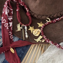 Collier bandana chapeau Cow-boy lover bordeaux - Fer à cheval & Etoile