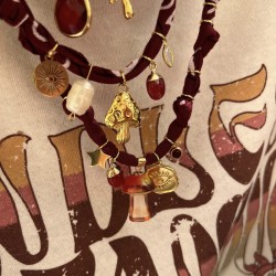 Collier bandana Champi Verre Magic Dream Bordeaux - Charms dorés