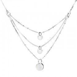 Collier court LITTLE ROUND OF LOVE en argent - Multi-chaînes & Pastilles - DORIANE Bijoux