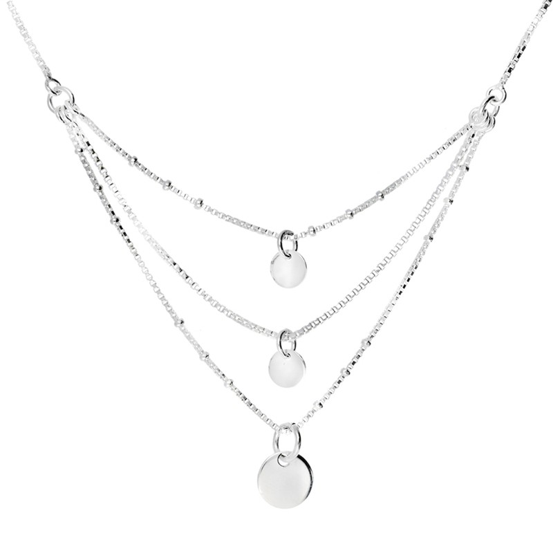 Collier court LITTLE ROUND OF LOVE en argent - Multi-chaînes & Pastilles - DORIANE Bijoux