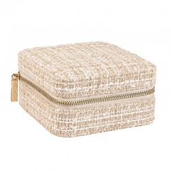 Boîte à Bijoux carrée TWEED BEIGE - Fermeture éclair